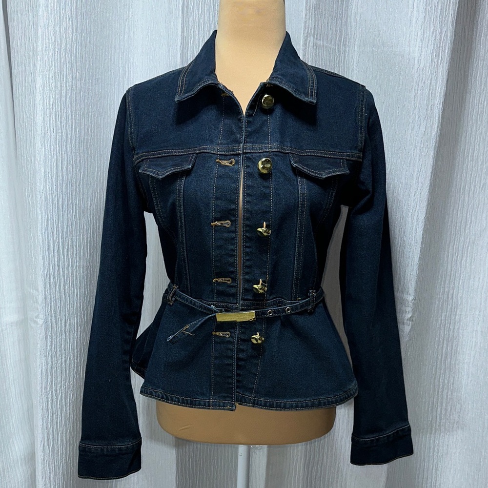 Express Dark Blue Denim Jacket with Belt